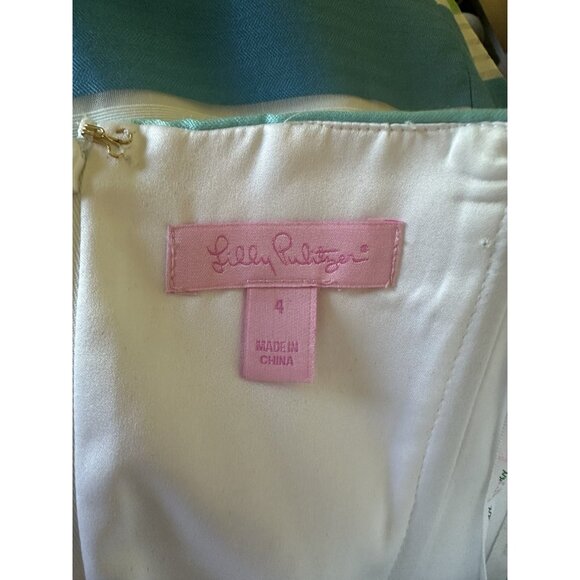 Lilly‎ Pulitzer Jordan Strapless Dress Sz 4 Corded Organza Blue Stripe NEW $288 - Picture 4 of 12